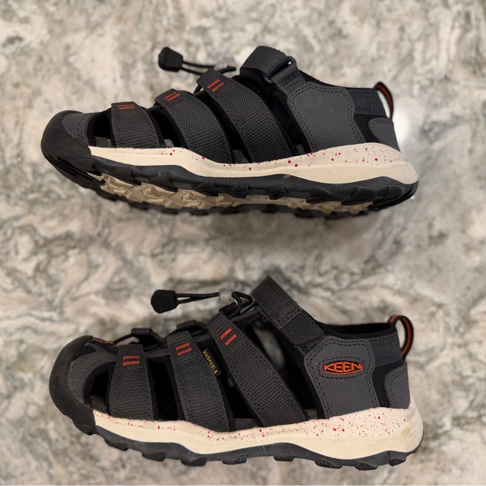 Keen Black and Gray Sandals with Orange Accents